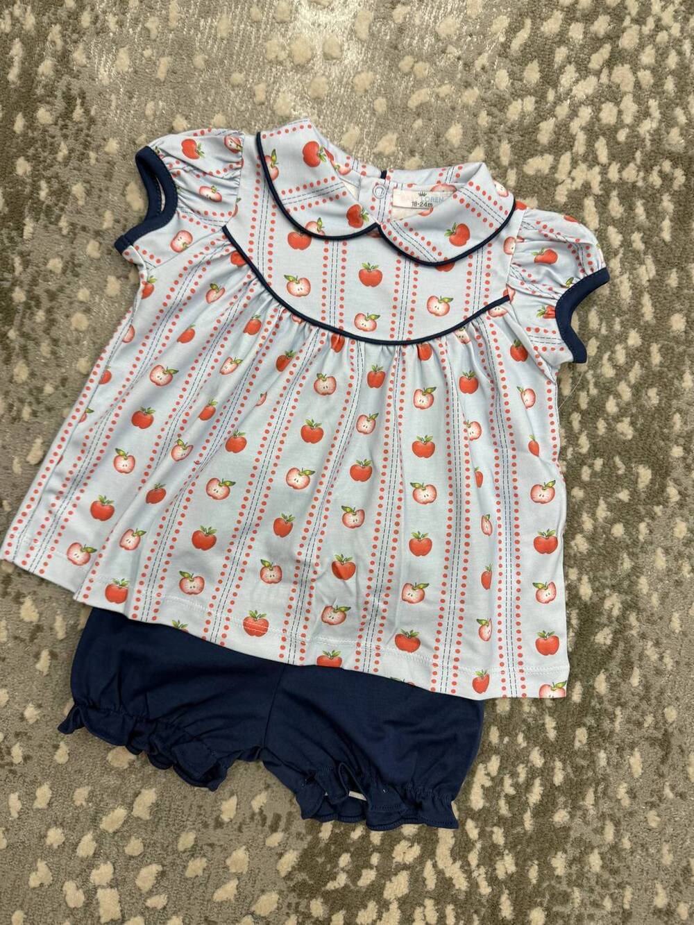 NEW BABY LOREN girl's apple bloomer pima set in blue